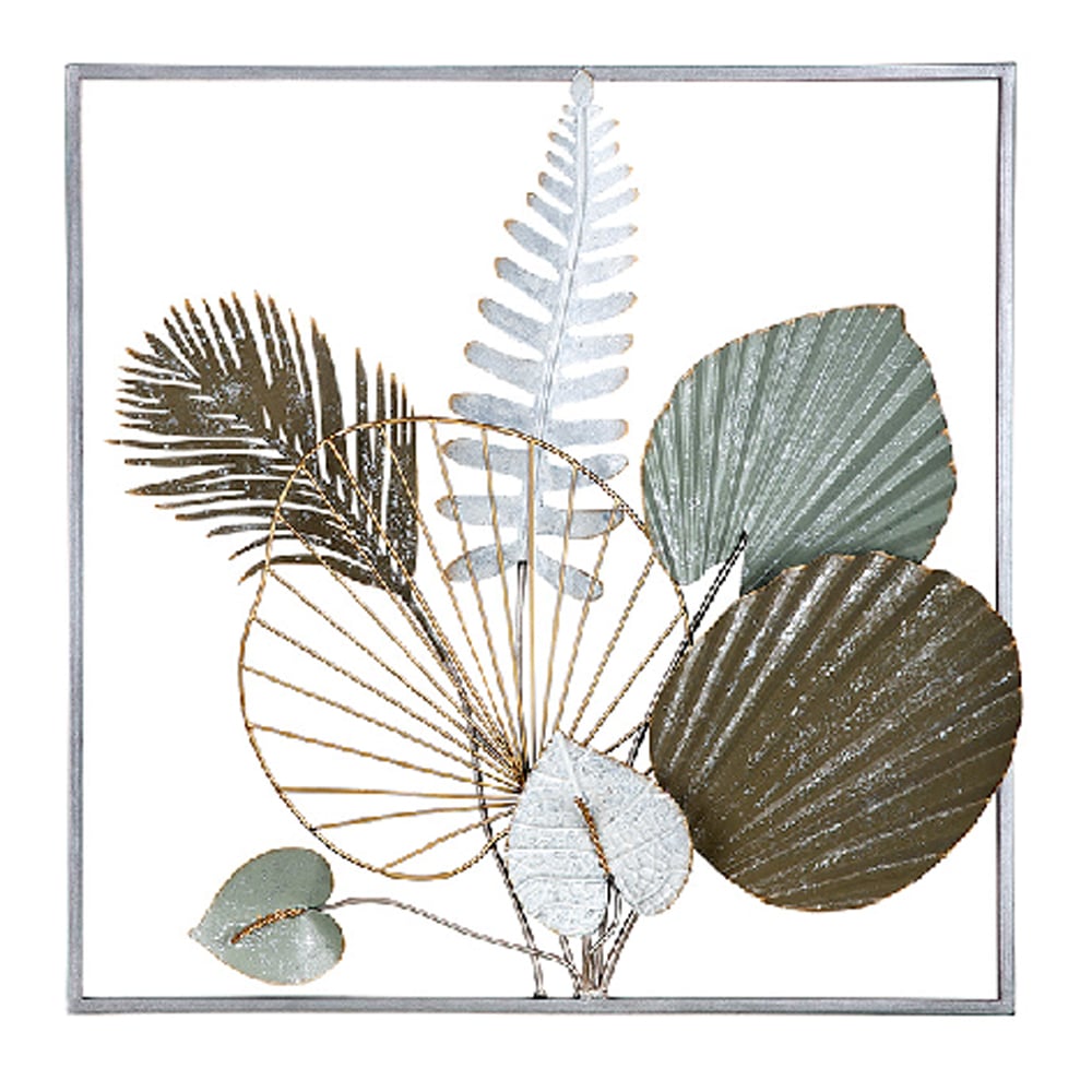 Alperton Metal Modern Botanical Trio Wall Art In Green And White