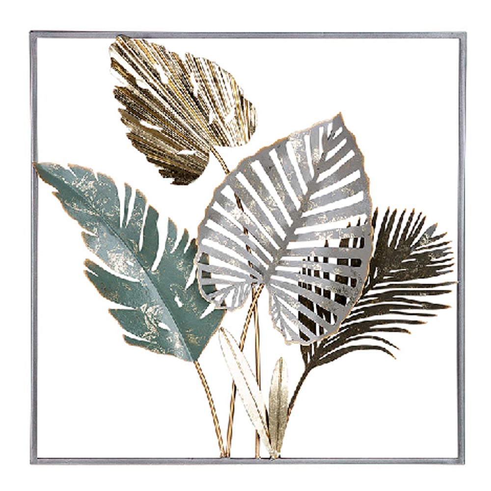 Alperton Metal Modern Botanical Trio Wall Art In Green And White