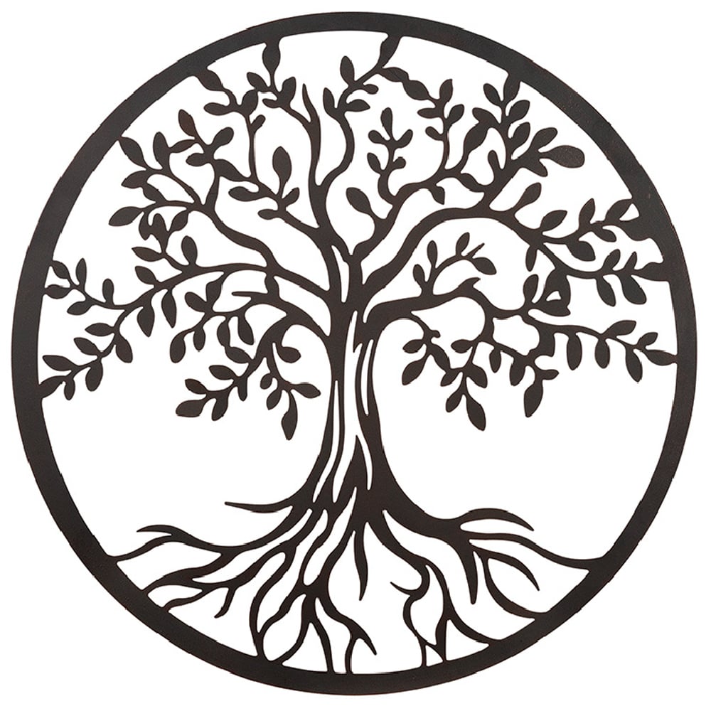 Alperton Metal Round Tree Wall Art In Dark Brown