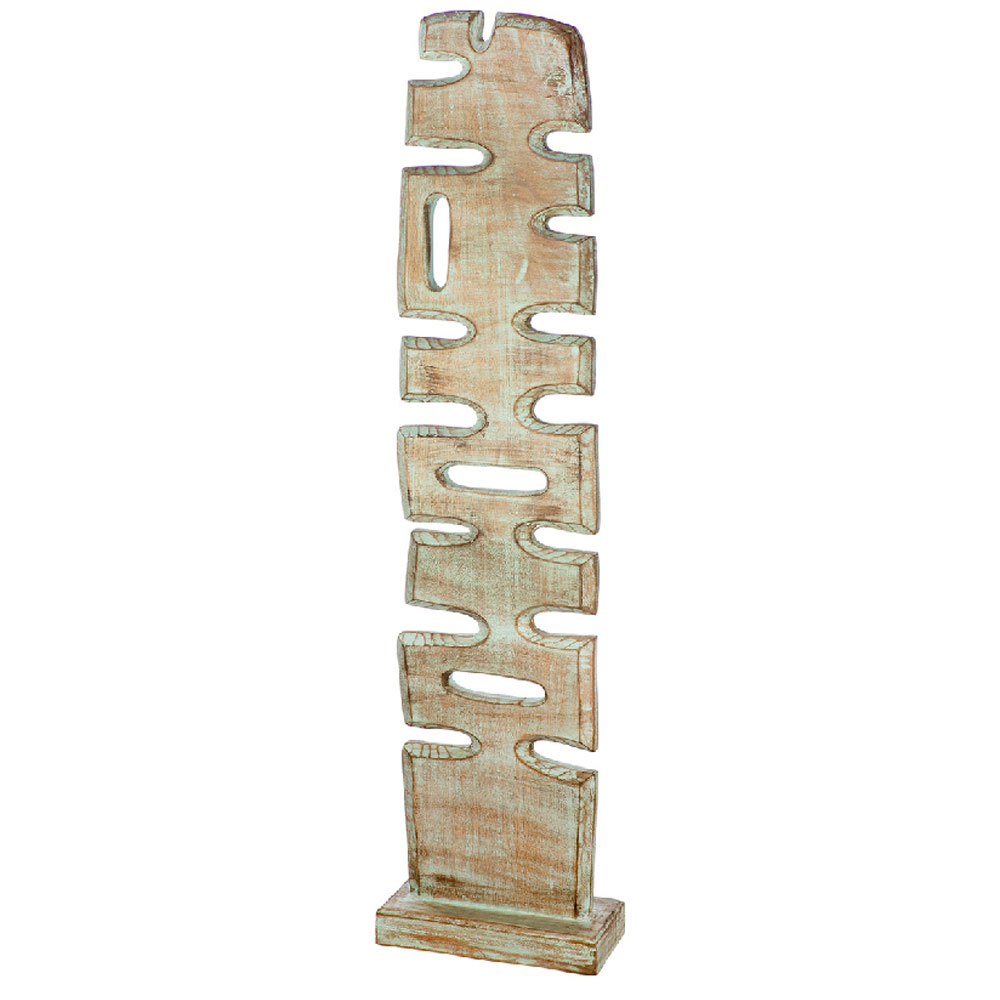 Alperton Small Mango Wood Organic Standing Sculpture in Blue and Natural