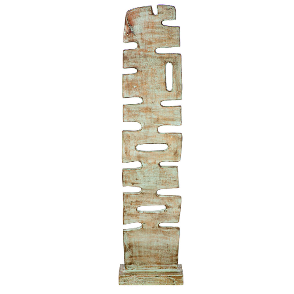 Alperton Small Mango Wood Organic Standing Sculpture in Blue and Natural