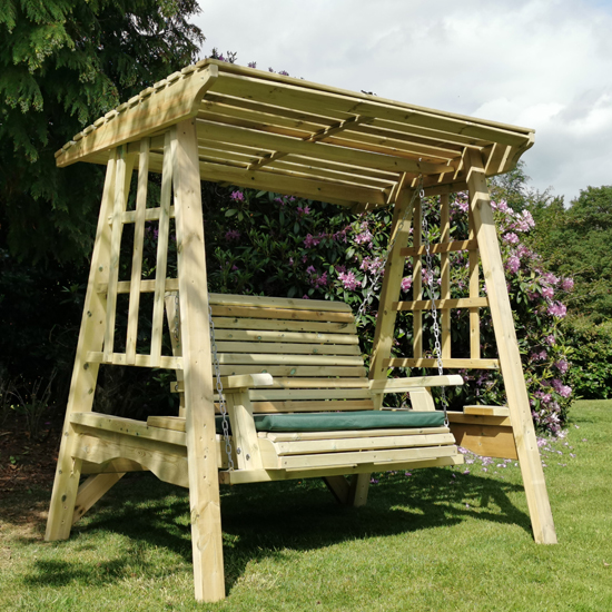Alperton Small Wooden Garden Swing Seat In Natural
