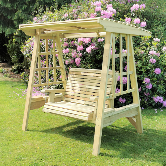 Alperton Small Wooden Garden Swing Seat In Natural