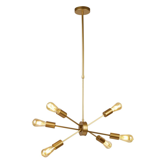 Product photograph of Alpha 6 Lights Metal Ceiling Pendant Light In Gold from Furniture in Fashion