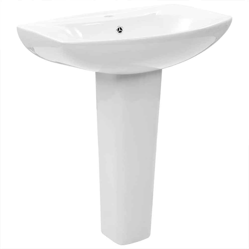 Alpharetta Curved Full Pedestal Basin Without Waste 650mm Wide 1TH - White