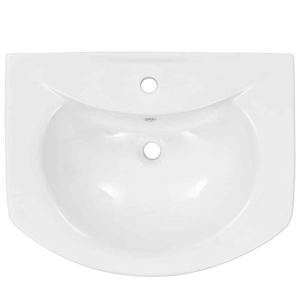 Alpharetta Curved Full Pedestal Basin Without Waste 650mm Wide 1TH - White
