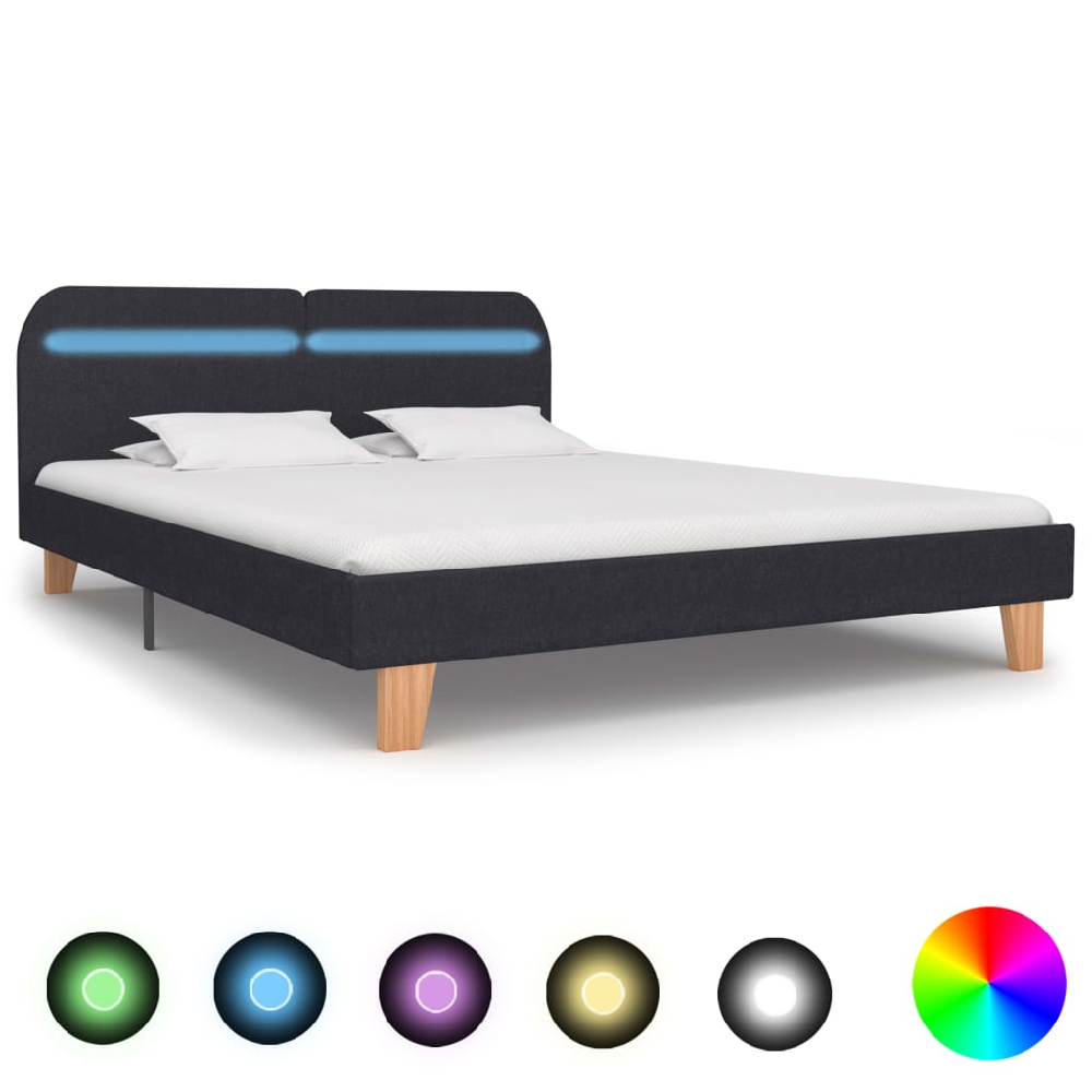 Read more about Alpharetta fabric king size bed in dark grey with led