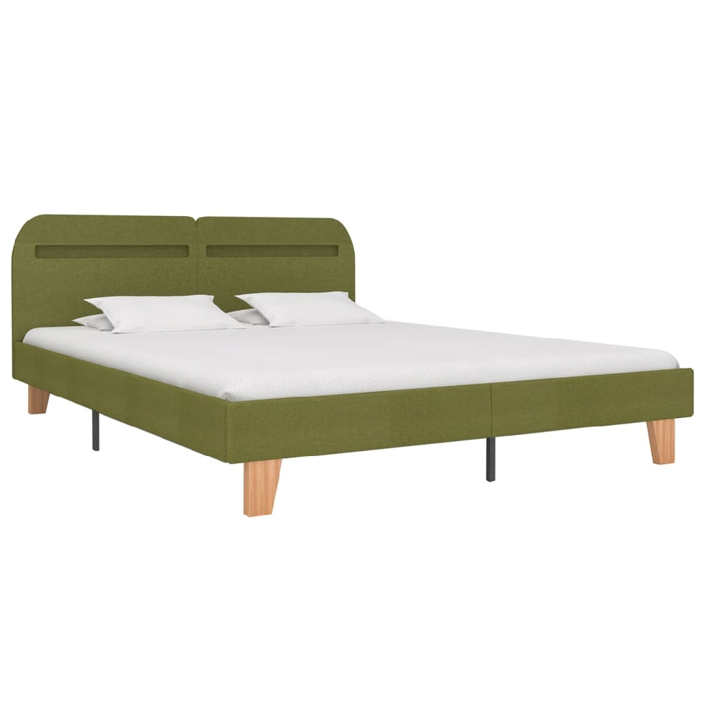 Alpharetta Fabric King Size Bed In Green With LED