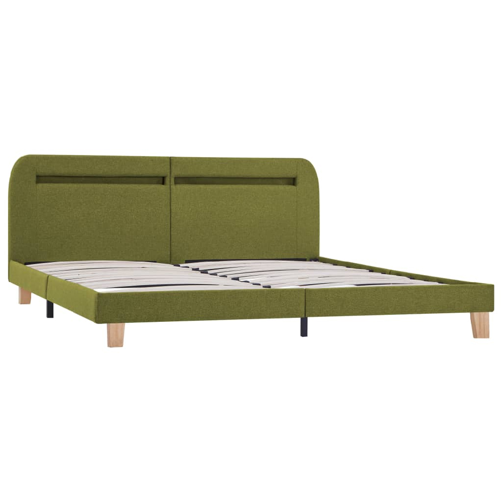 Alpharetta Fabric King Size Bed In Green With LED