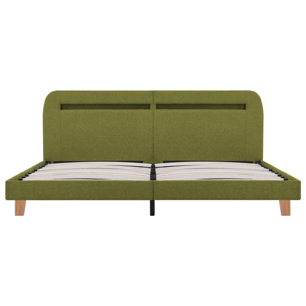 Alpharetta Fabric King Size Bed In Green With LED