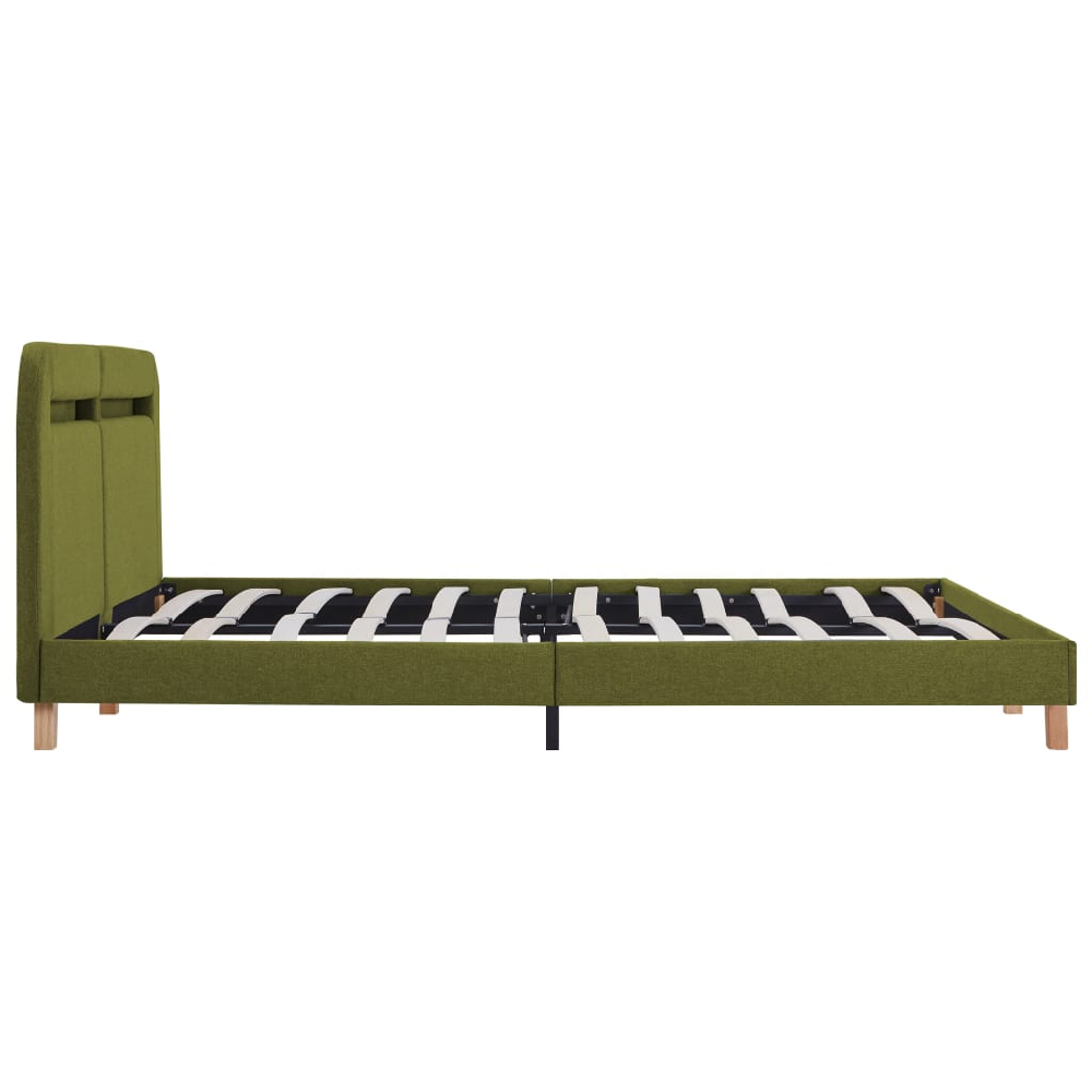 Alpharetta Fabric King Size Bed In Green With LED