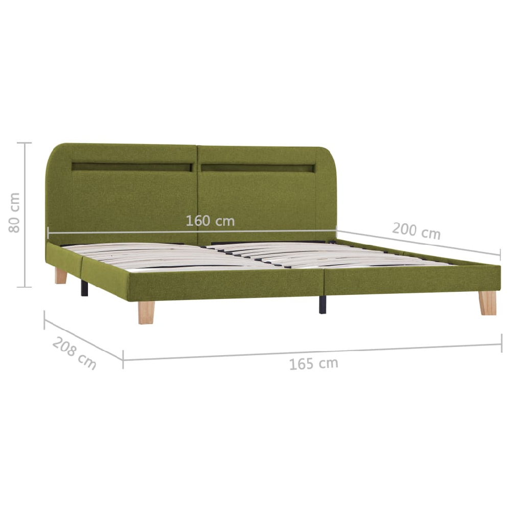 Alpharetta Fabric King Size Bed In Green With LED