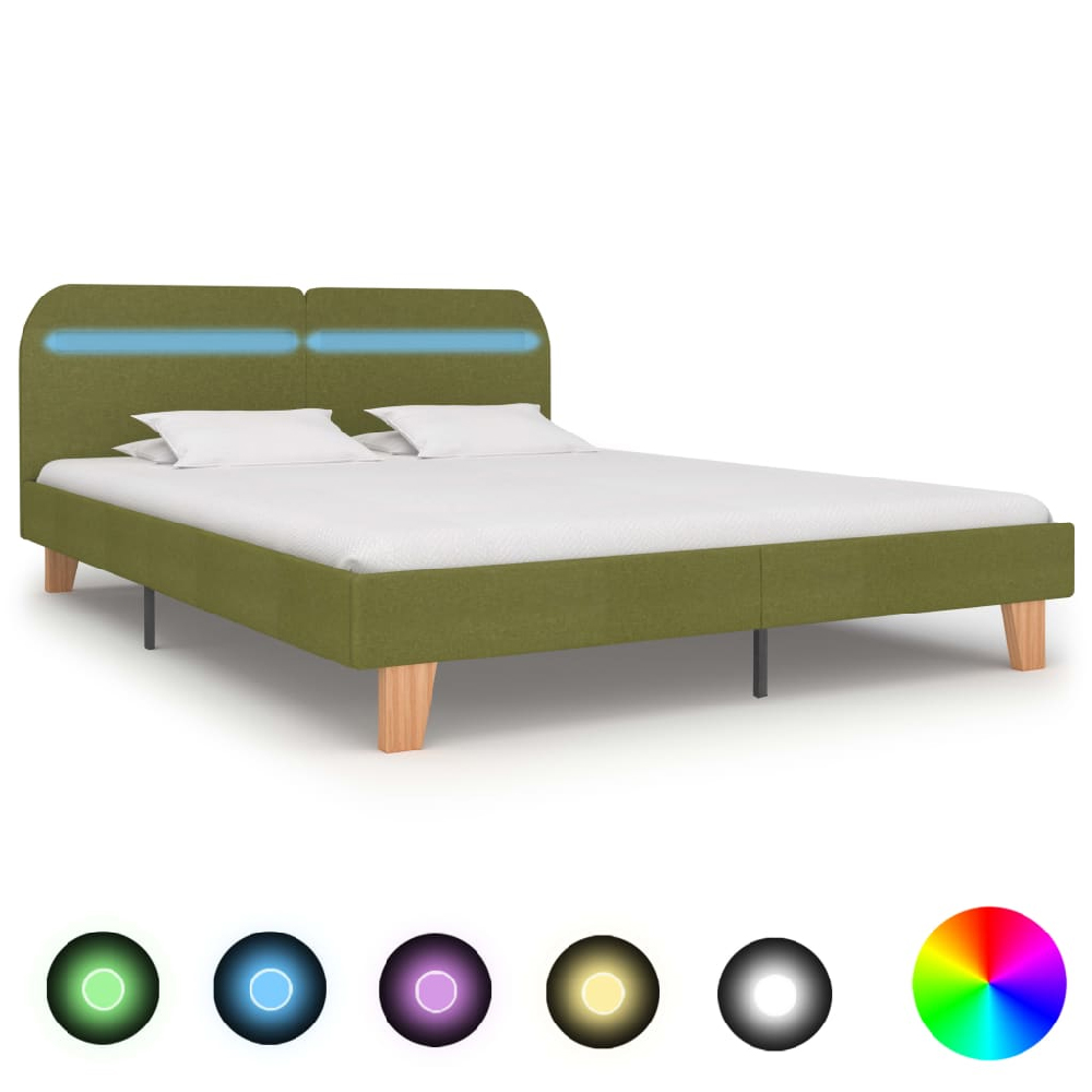 Read more about Alpharetta fabric king size bed in green with led