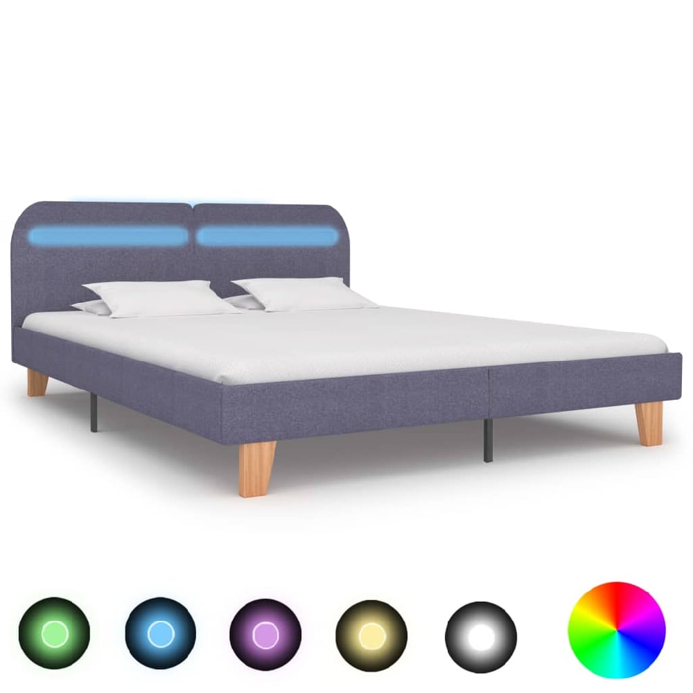 Read more about Alpharetta fabric king size bed in light grey with led