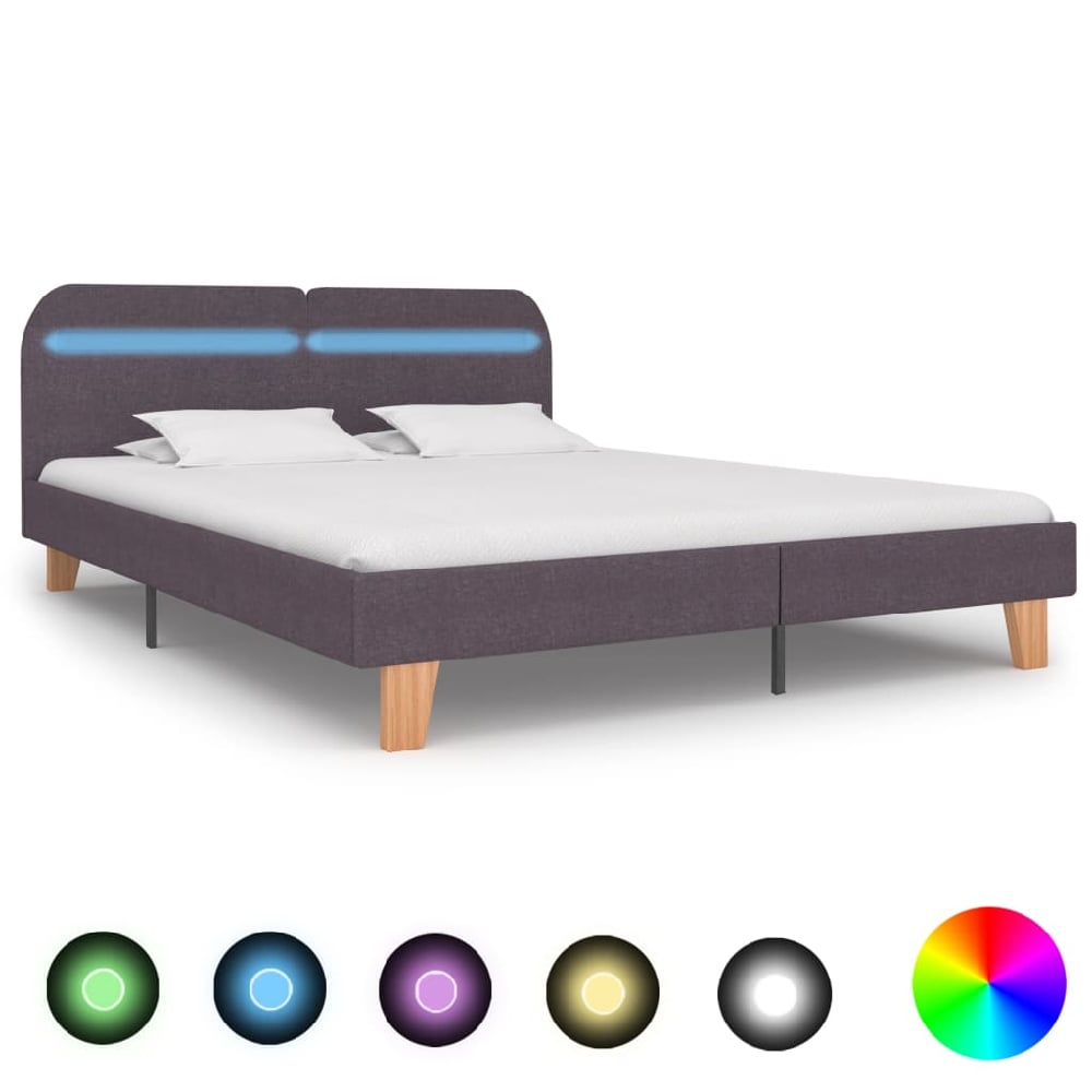 Read more about Alpharetta fabric king size bed in taupe with led