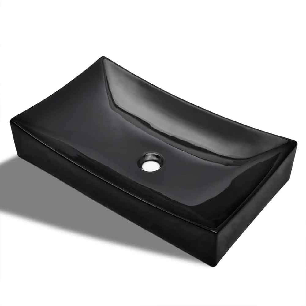 Alpharetta Rectangular Countertop Basin Without Waste 655mm Wide 0TH - Black