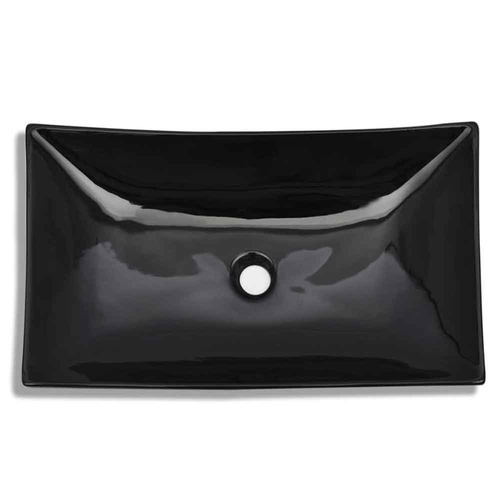 Alpharetta Rectangular Countertop Basin Without Waste 655mm Wide 0TH - Black