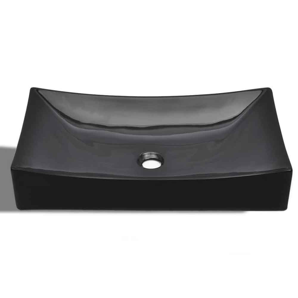 Alpharetta Rectangular Countertop Basin Without Waste 655mm Wide 0TH - Black