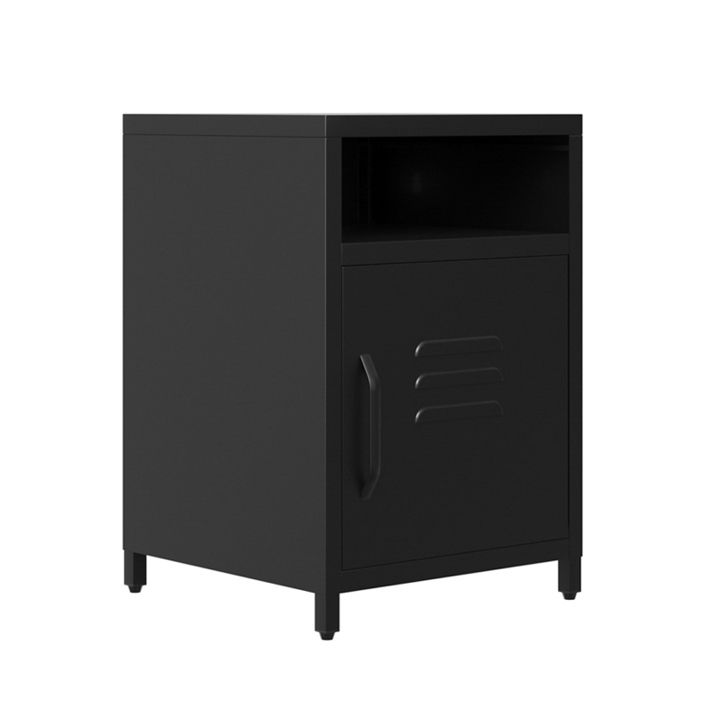 Alpharetta Steel Bedside Cabinet With 1 Door - Black