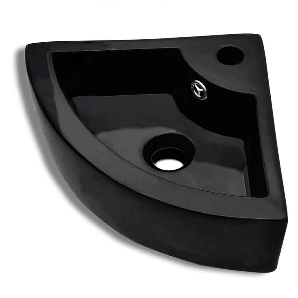 Alpharetta Wall Hung Corner Basin Without Waste 450mm Wide 1TH - Black