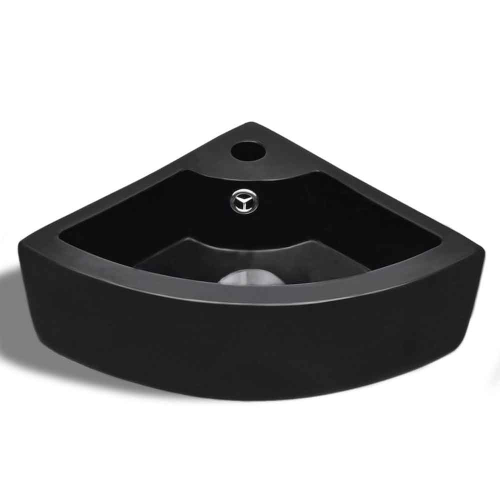 Alpharetta Wall Hung Corner Basin Without Waste 450mm Wide 1TH - Black