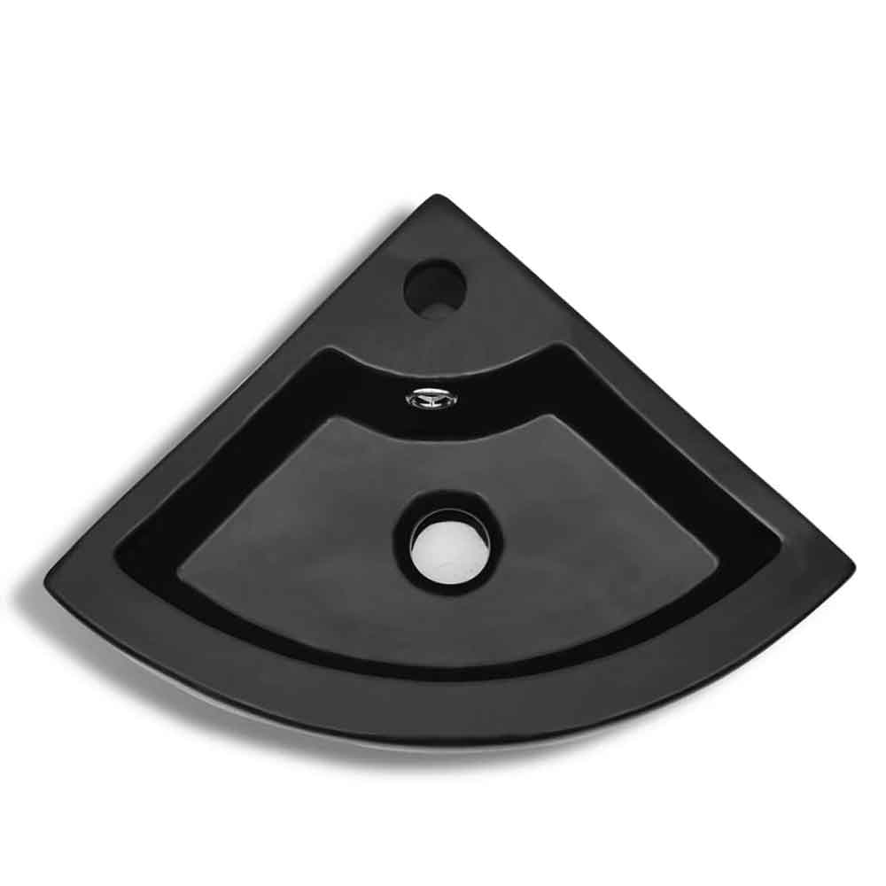 Alpharetta Wall Hung Corner Basin Without Waste 450mm Wide 1TH - Black