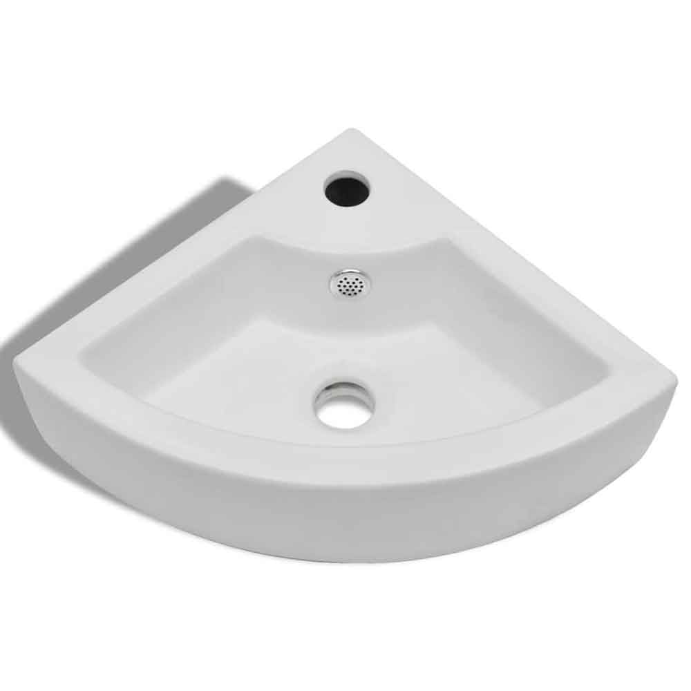 Alpharetta Wall Hung Corner Basin Without Waste 450mm Wide 1TH - White