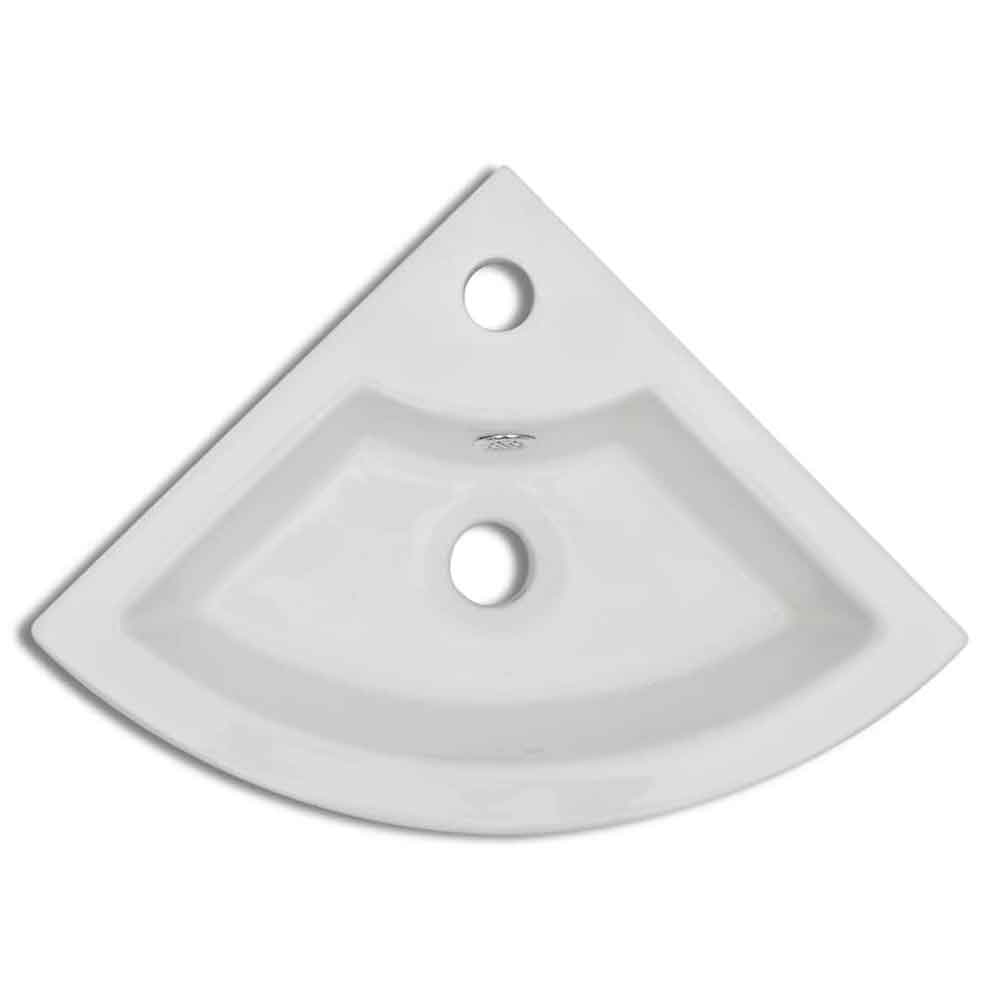 Alpharetta Wall Hung Corner Basin Without Waste 450mm Wide 1TH - White
