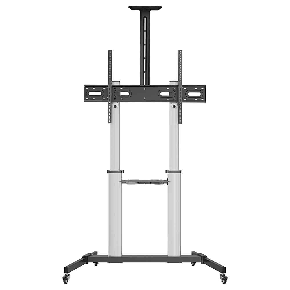 Alpine 100'' Aluminium Trolley Cart And Monitor Mount Stand - Black And Silver