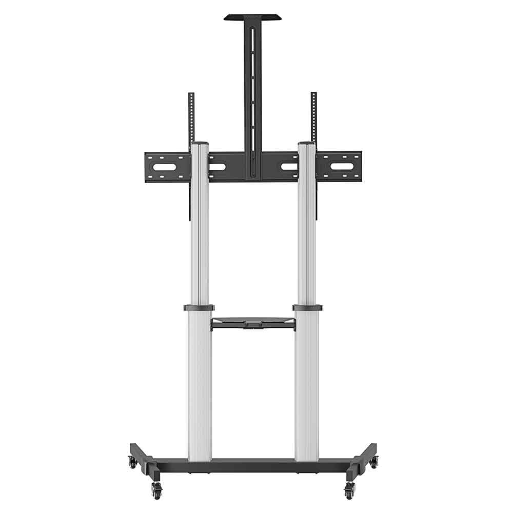 Alpine 100'' Aluminium Trolley Cart And Monitor Mount Stand - Black And Silver
