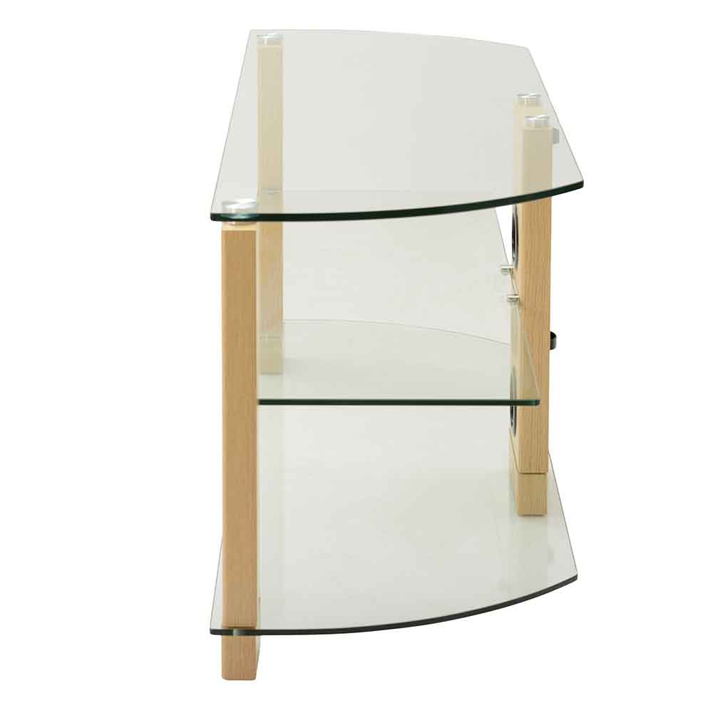 Alpine 1050mm Wooden Corner TV Stand With 3 Glass Shelves in Oak