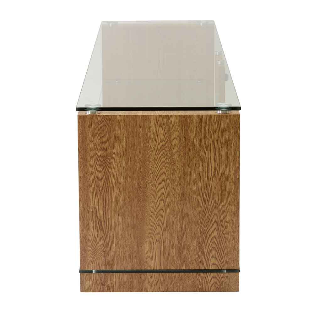 Alpine 1200mm Wooden TV Stand With 2 Glass Shelves - Oak