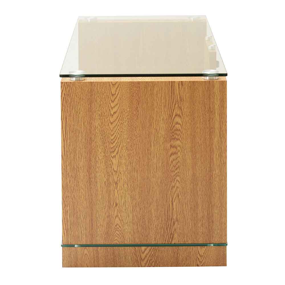 Alpine 800mm Wooden TV Stand With 2 Glass Shelves - Oak