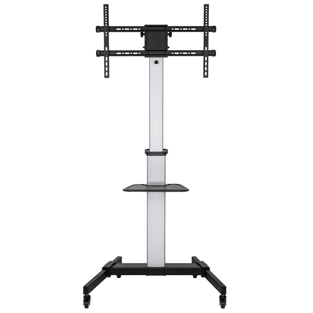 Alpine 86'' Aluminium Trolley Cart And Monitor Mount Stand - Black And Silver