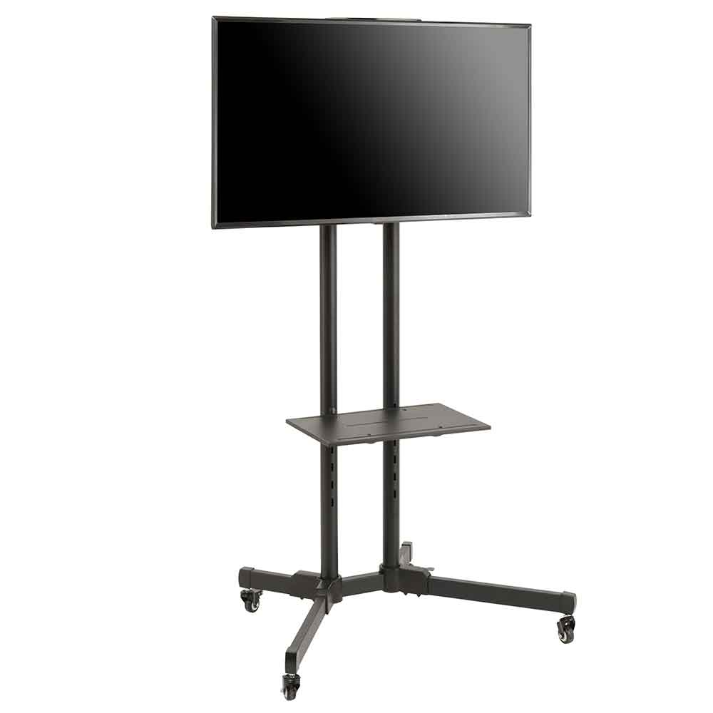 Alpine Adjustable Metal TV Wall Mount Bracket With Wheels - Black