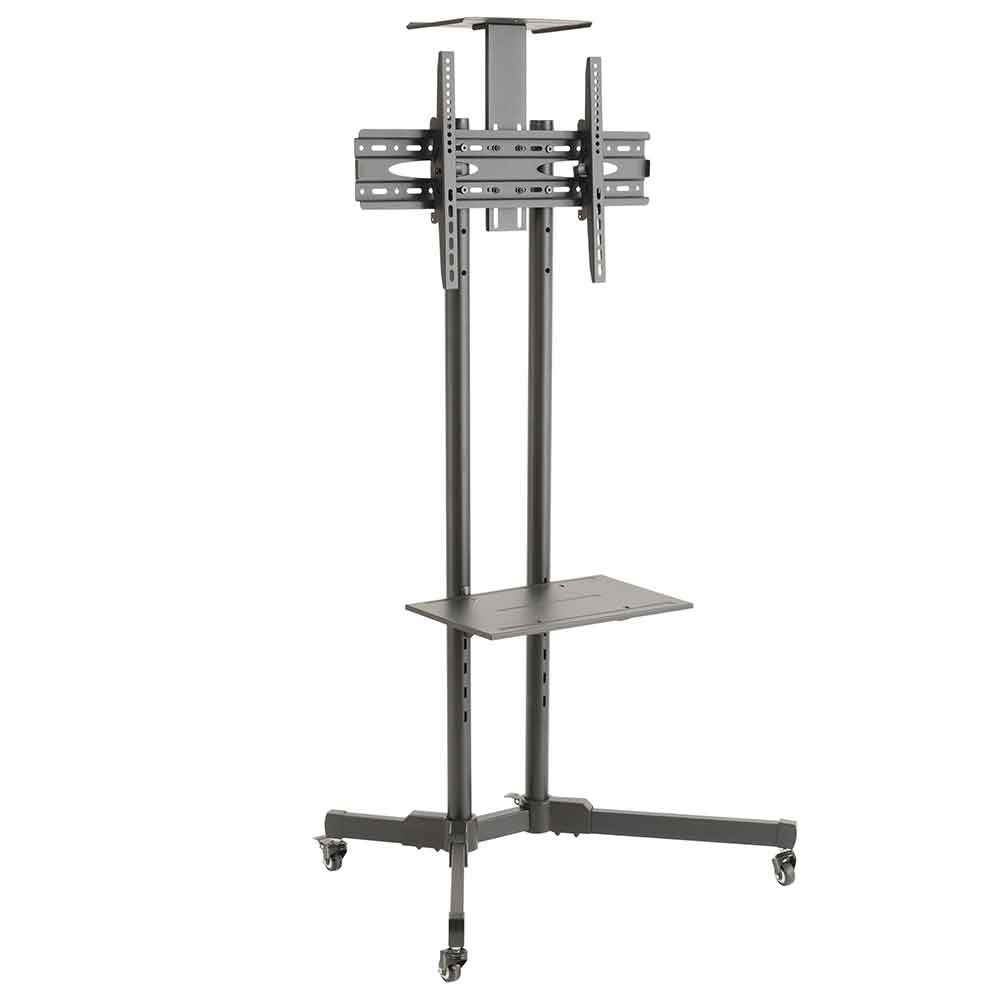 Alpine Adjustable Metal TV Wall Mount Bracket With Wheels - Black