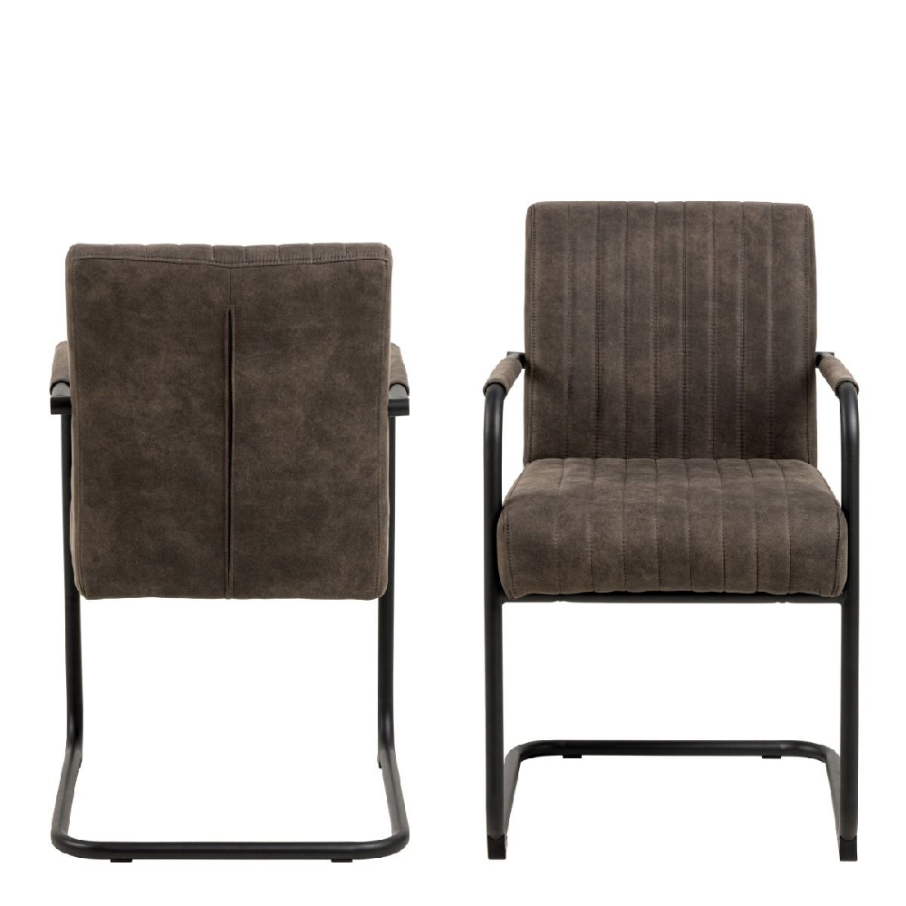 Alpine Anthracite Fabric Dining Chairs With Metal Frame In Pair