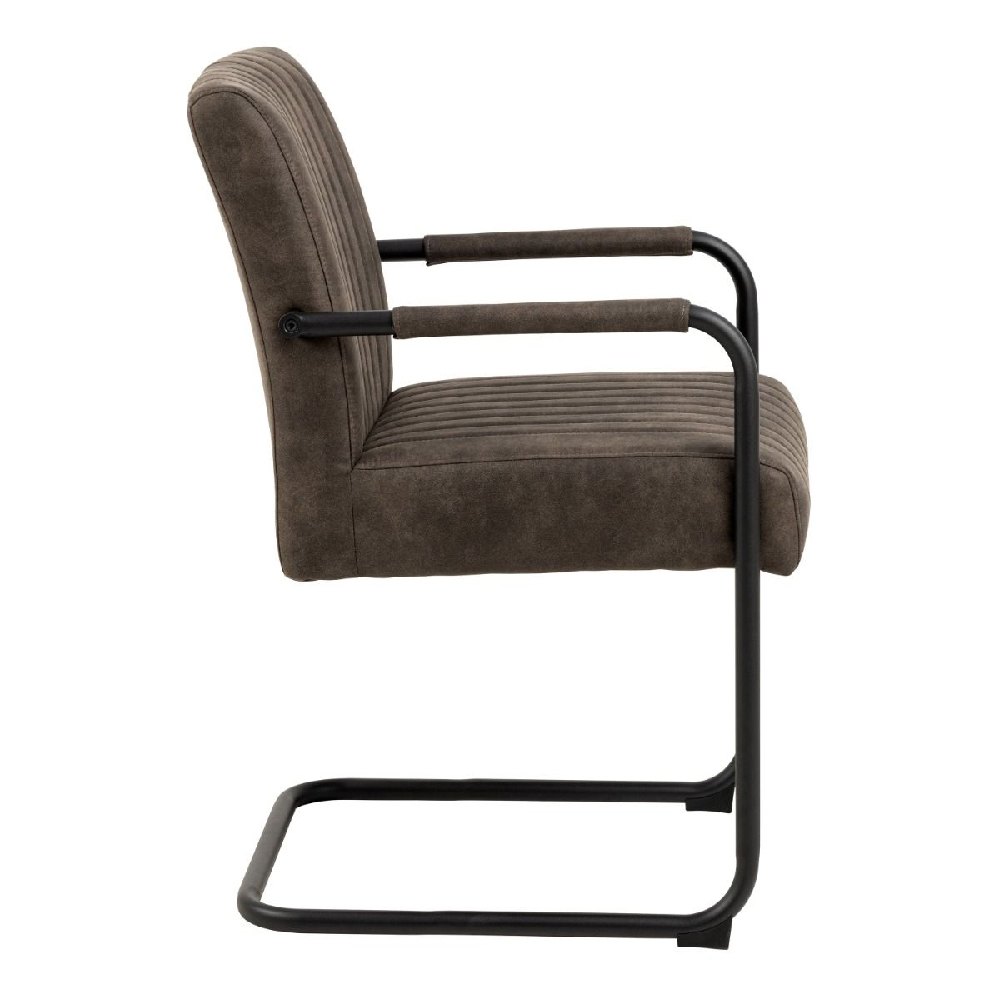 Alpine Anthracite Fabric Dining Chairs With Metal Frame In Pair
