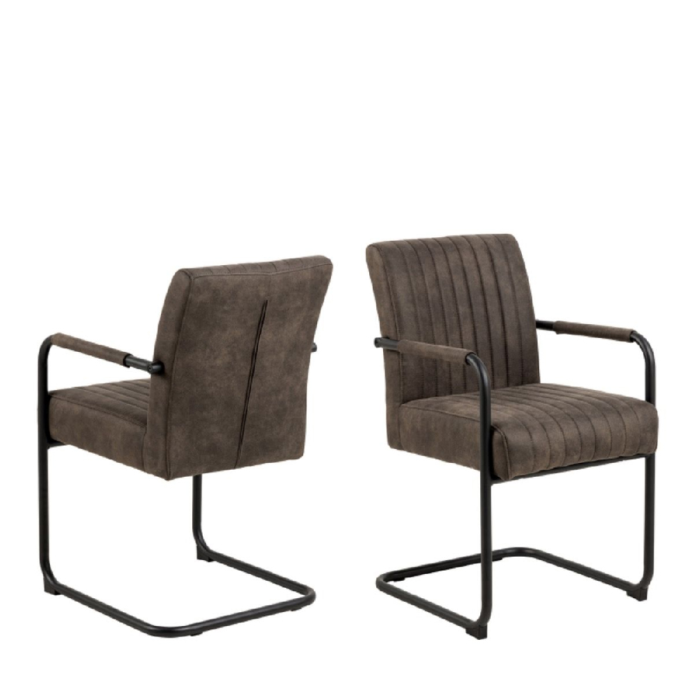 Read more about Alpine anthracite fabric dining chairs with metal frame in pair
