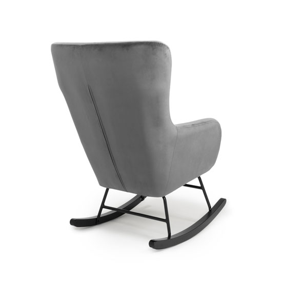 Adane Brushed Velvet Rocking Chair In Grey Furniture in Fashion
