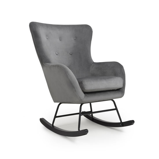 Adane Brushed Velvet Rocking Chair In Grey Furniture in Fashion