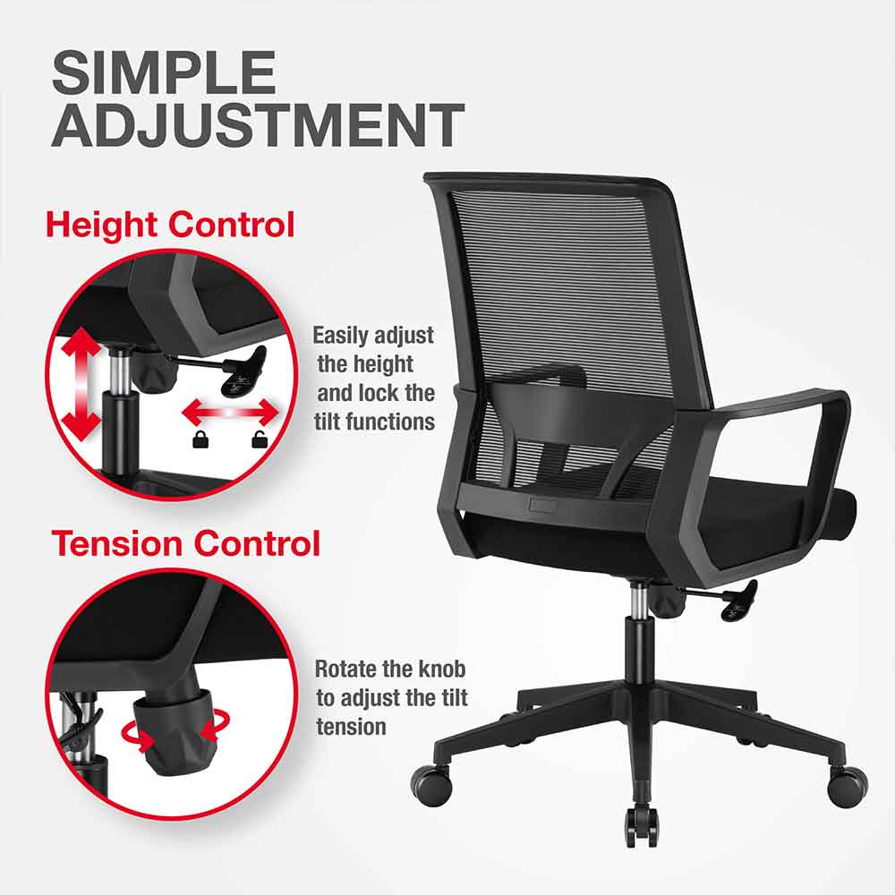 Alpine Fabric Home And Office Chair - Black