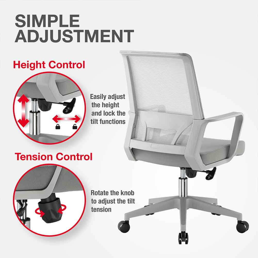 Alpine Fabric Home And Office Chair - Grey