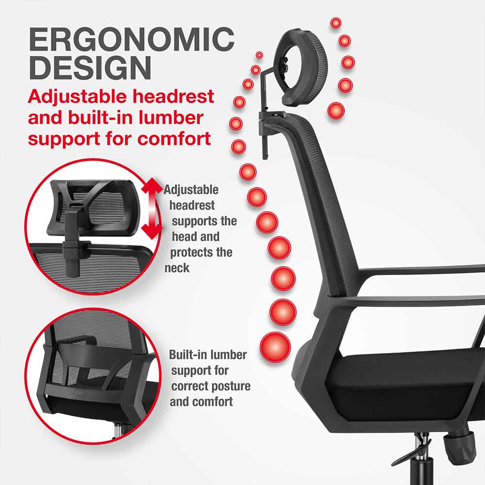 Alpine Fabric Home And Office Plus Chair - Black