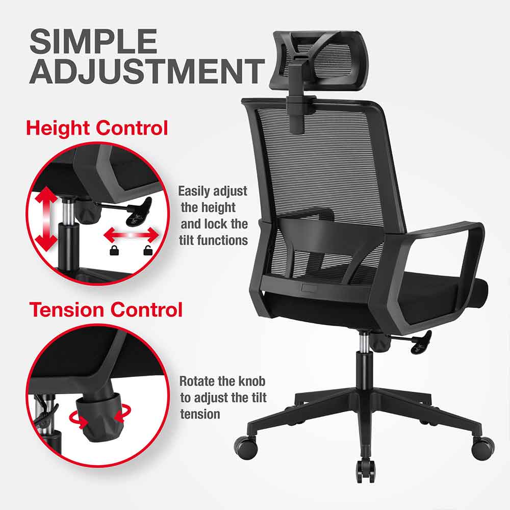 Alpine Fabric Home And Office Plus Chair - Black