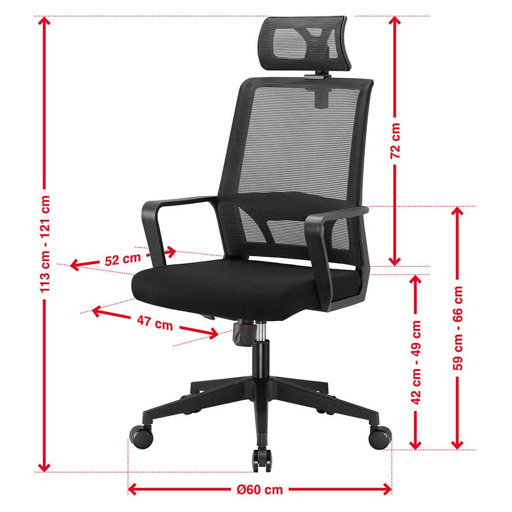 Alpine Fabric Home And Office Plus Chair - Black