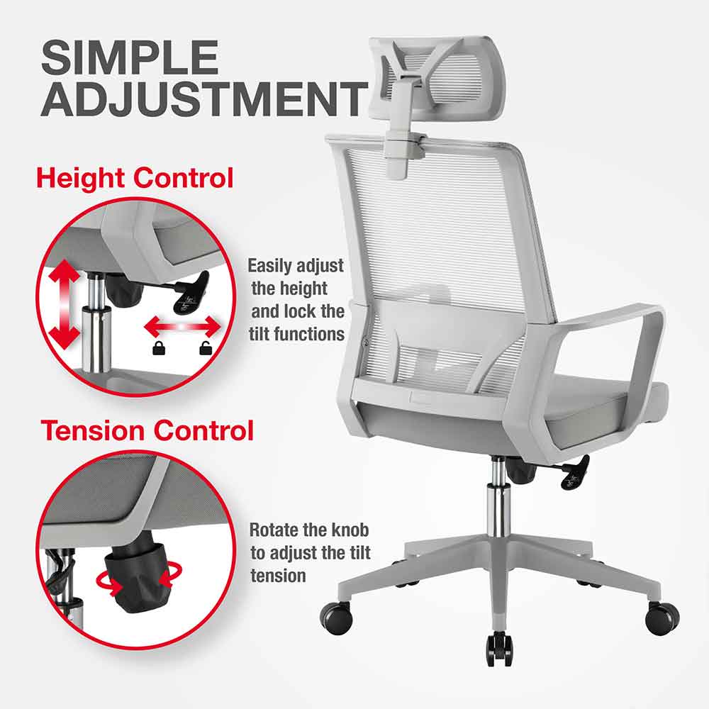Alpine Fabric Home And Office Plus Chair - Grey