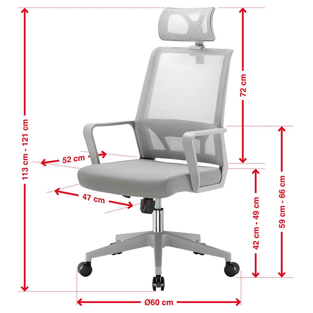 Alpine Fabric Home And Office Plus Chair - Grey