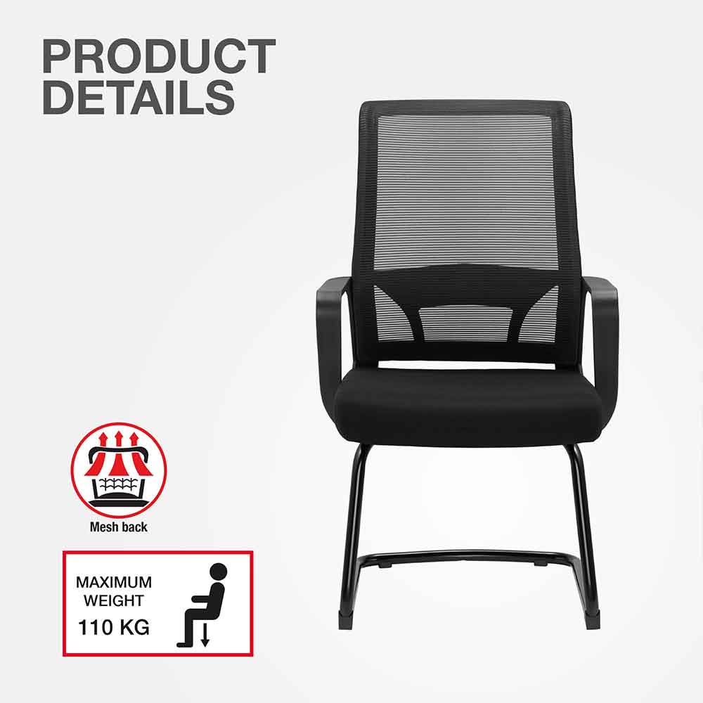 Alpine Fabric Home And Office Visitor Chair - Black
