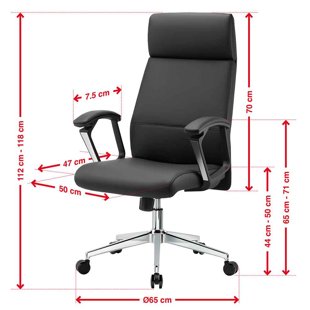 Alpine Faux Leather High-Backed Home And Office Chair - Black